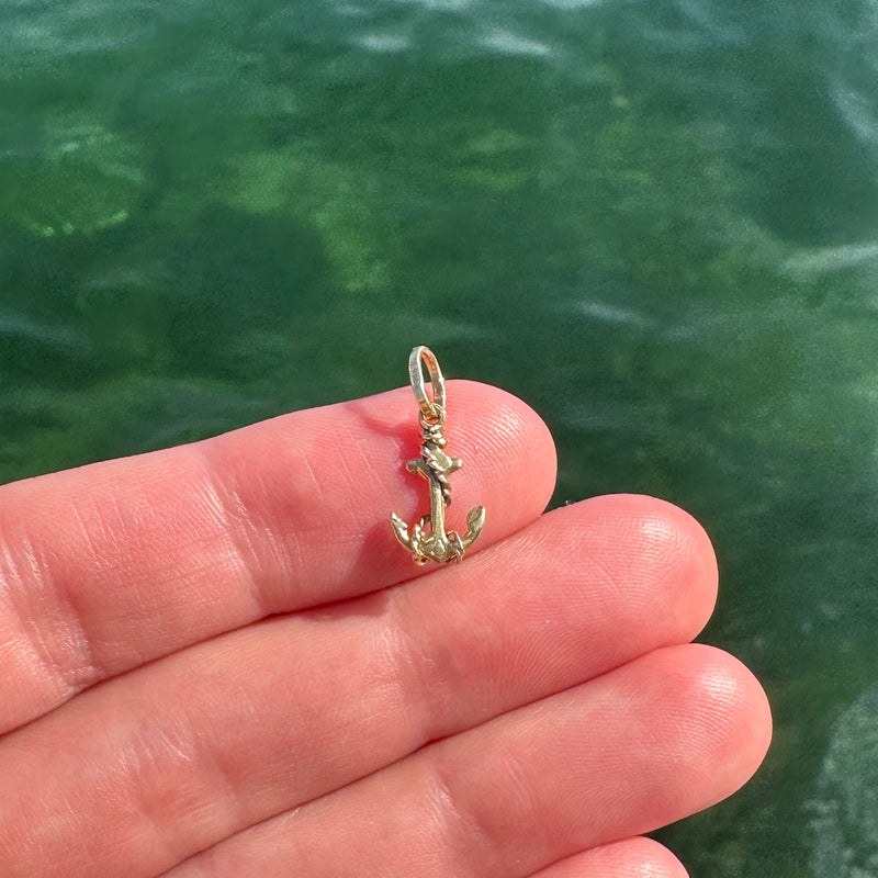 Vintage Small Anchor Charm with Rope