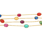 Oval Multi Color Sapphire Channel Set Station Necklace