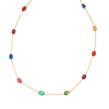 Oval Multi Color Sapphire Channel Set Station Necklace