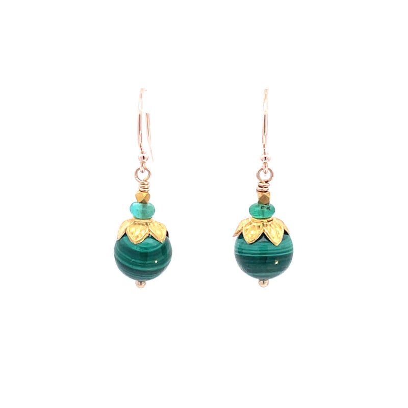 Malachite Flora Sphere Earrings